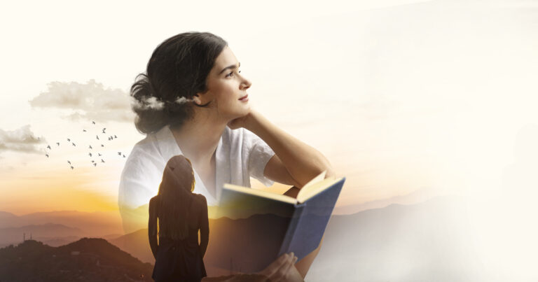 medium-shot-woman-with-book-double-exposure